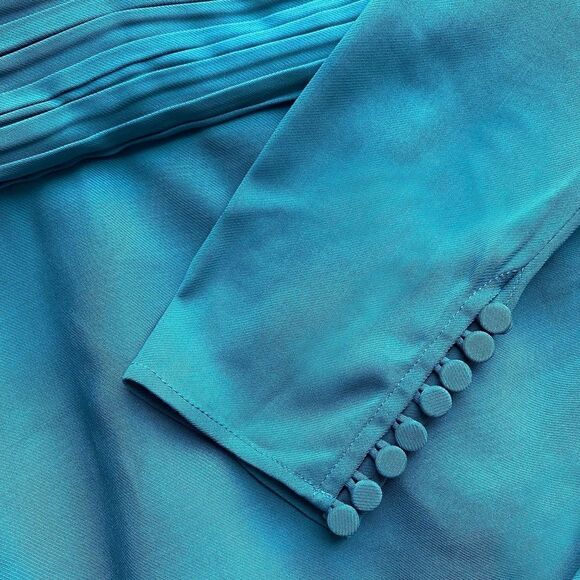 Self Portrait Iris Midi Blue Green Dress Teal Size 6 - Picture 7 of 10